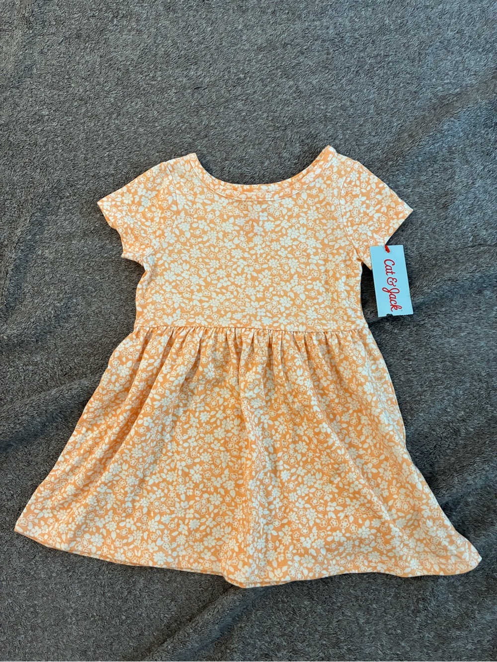 Cat & Jack Peach Floral Short-Sleeve Girls' Dress